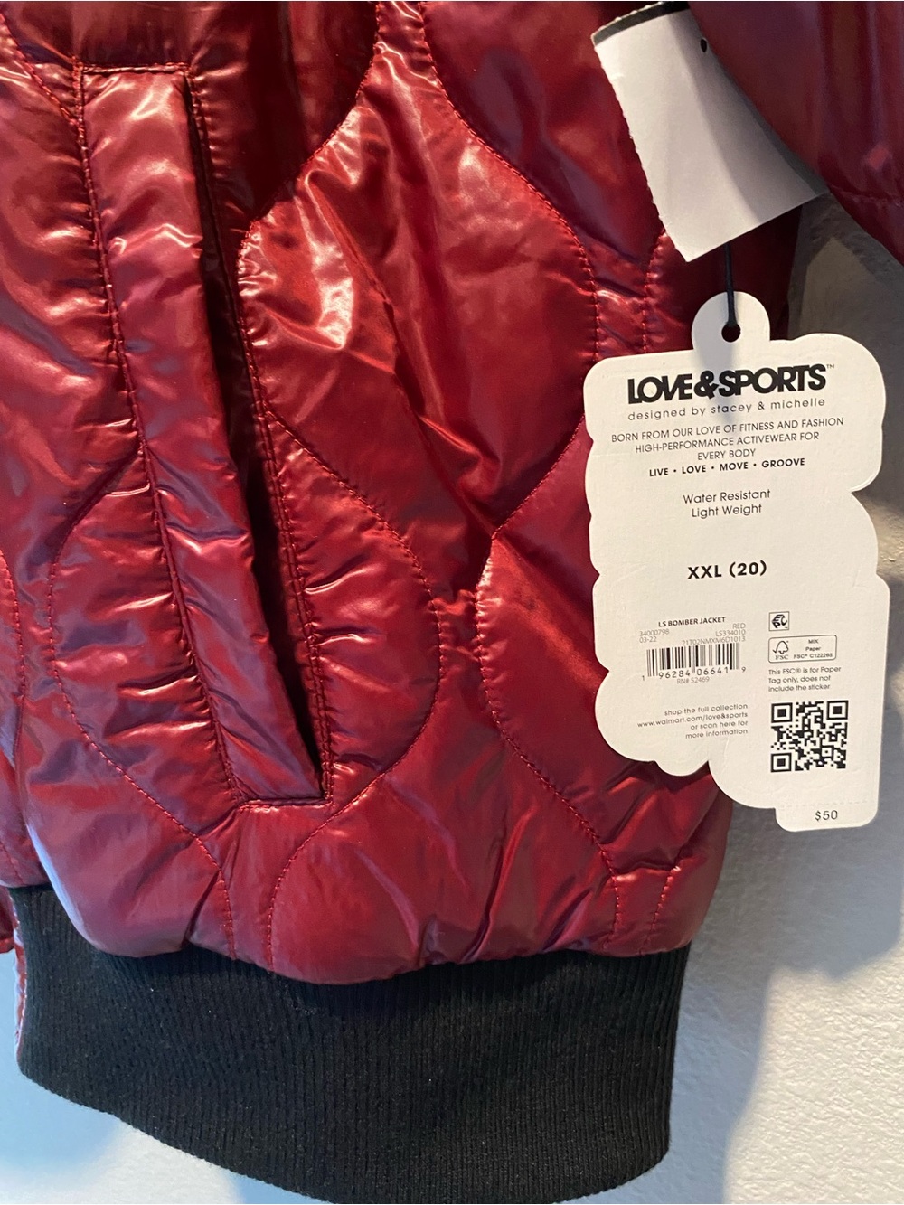 Love & Sports Maroon Quilted Bomber Jacket size XXL (20) NEW! - Picture 2 of 10